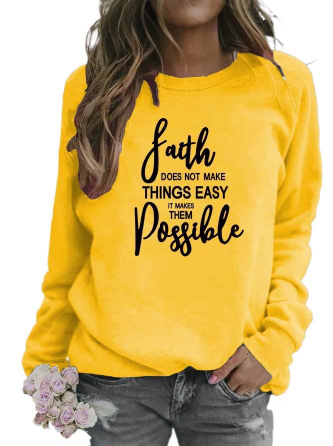 Women's Letter Print Round Neck Hoodie