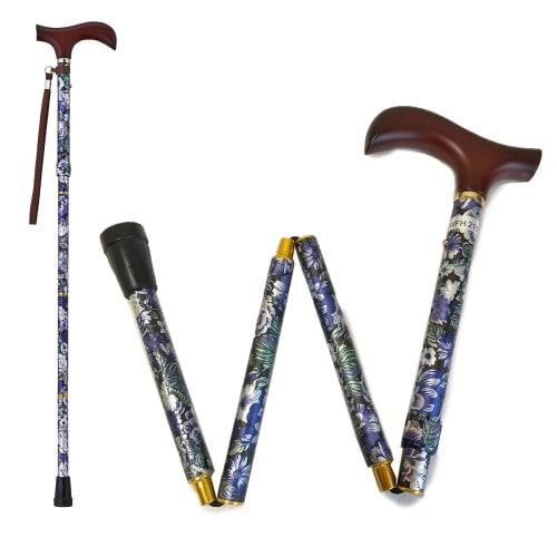 Wellfun Dream Life Walking Stick, Folding and Telescopic Handle, Floral Violet