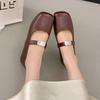 Summer square head evening breeze 2025 skirt Mary Jane shoes women's gentle shallow mouth with new one-pedal small leather shoes night