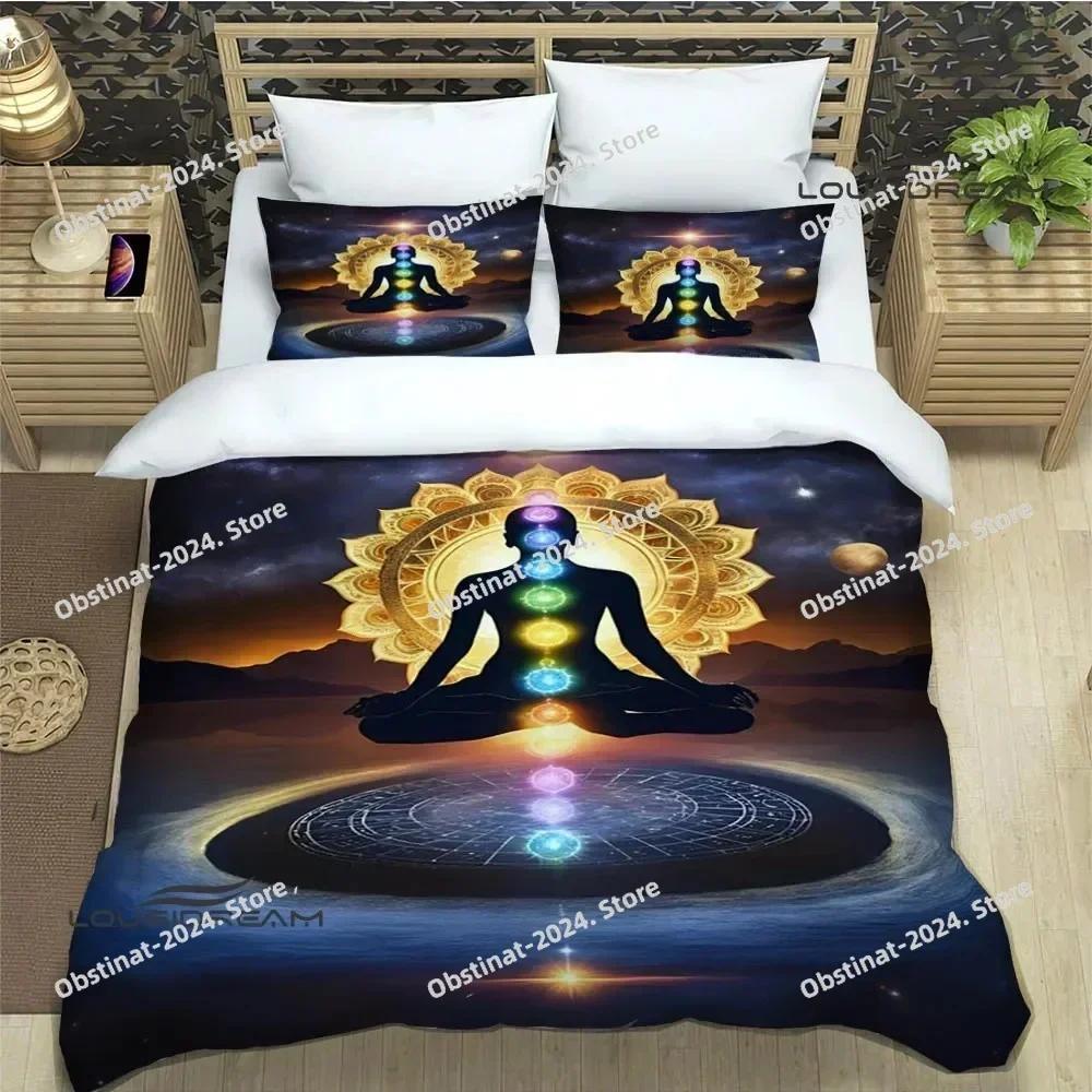 3D Chakra Bedding Set Printed single Comforter Quilt Bed Cover Duvet Cover Pillow Case 3 Pieces Sets Kids Adult Size Linen Sheet