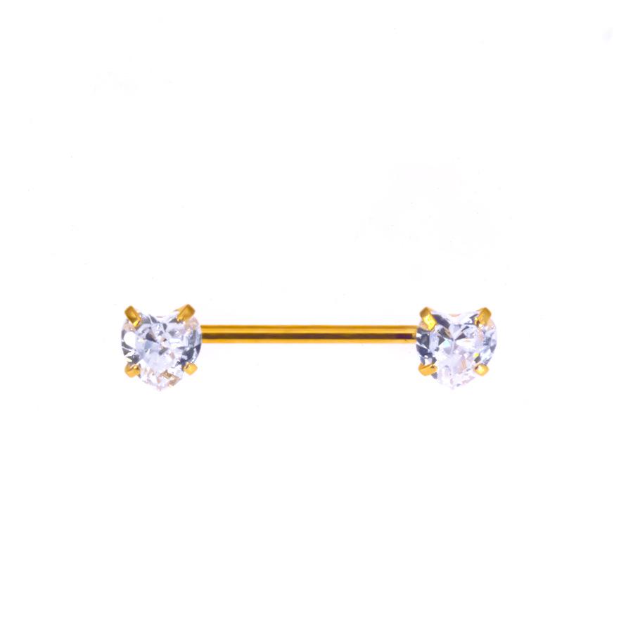 F136 Titanium Alloy 4-Prong Peach Heart Nipple Ring with Internal Thread Piercing Jewelry
