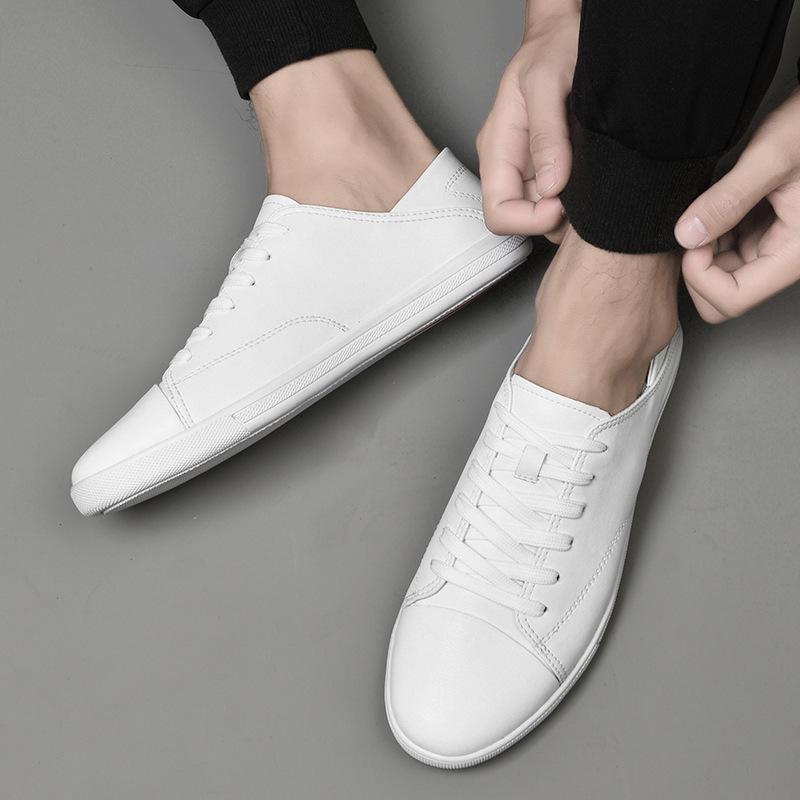 Men's Shoes Large Size Men's Heels Can Be Stepped On Small White Shoes Breathable Board Shoes Foreign Trade Cowhide Surface Small Size Casual Shoes