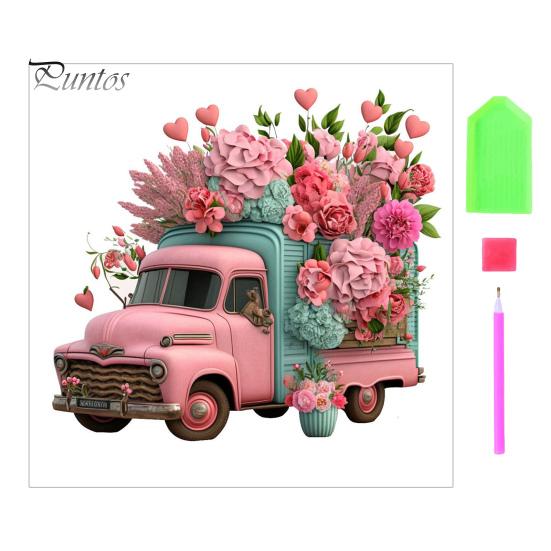 

1 комплект горный хрусталь цветок картина автомобиля 5D DIY декоративная работа горный хрусталь рисунок для потрясающей завершенной отделки темно-розовый