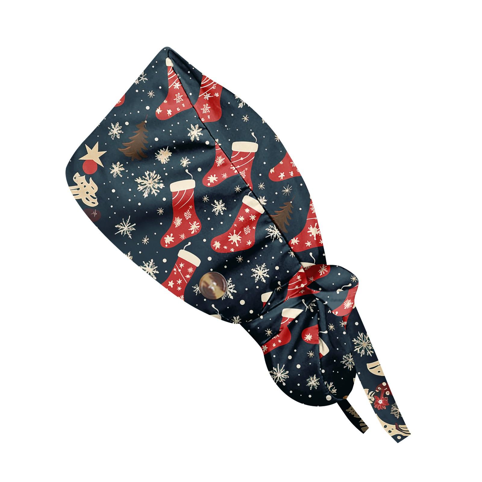 

Модная рождественская рабочая кепка с принтом, повседневная женская кепка с хвостиком, кепка с повязкой, кепка Baotou One Size тёмно-синий