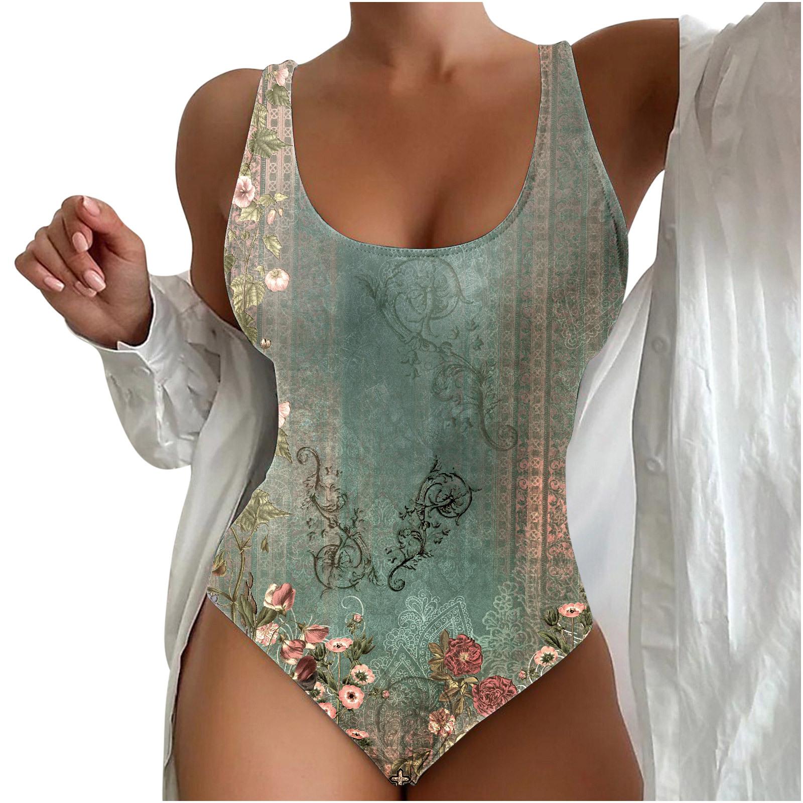 

Women s seaside beach swimsuit D contrasting color European and American summer one-piece swimsuit 4XL