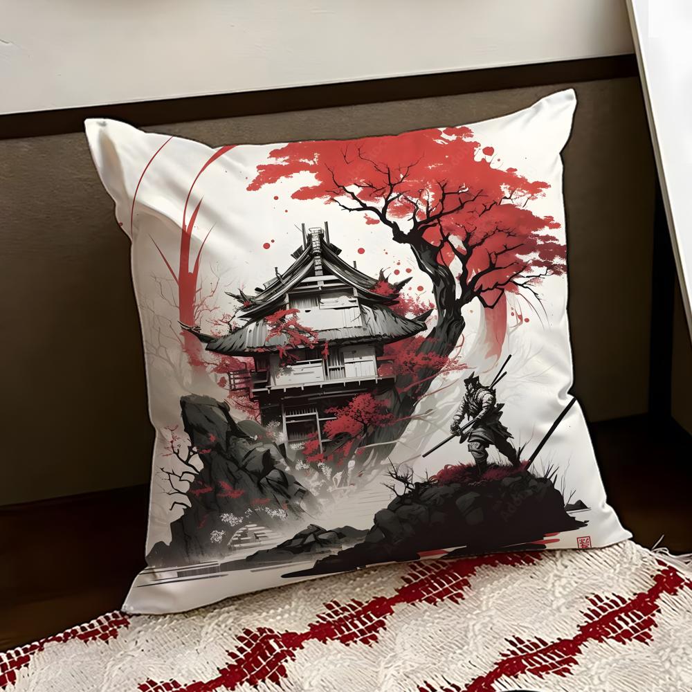 Poszewka na poduszkę w stylu chińskiego malarstwa tuszem Dwustronna Miękka Trwała Poszewka na Poduszkę Dom Samochód Wieloscenariuszowe Zastosowanie dla Codziennego Komfortu