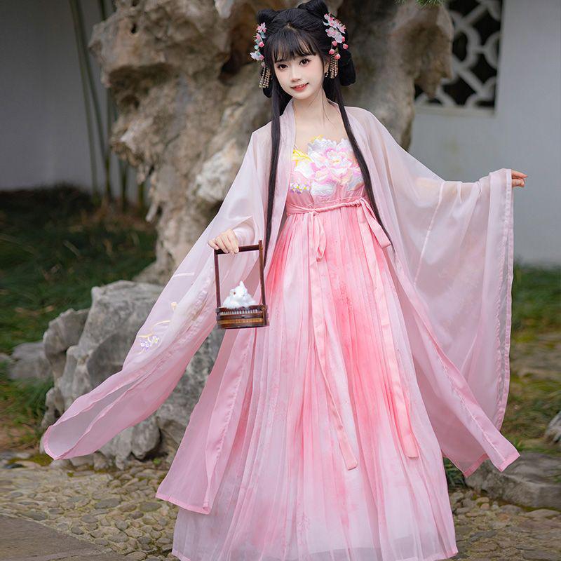 Ci Fengque Original Hanfu Chiffon Gradient Embroidered Hezi Skirt Set