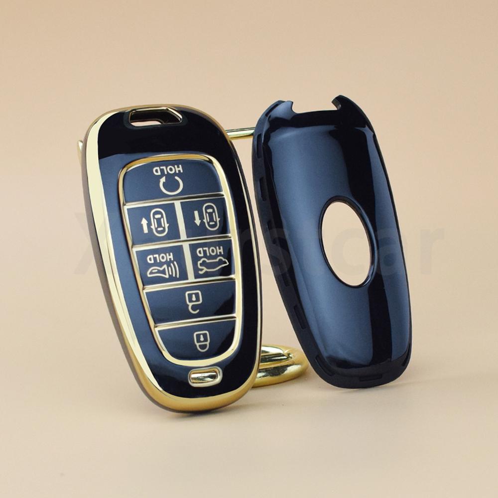 7 Buttons Tpu Car Key Case Cover Shell Fob Holder For Hyundai Solaris Sonata Hybrid Nexo Nx4 New Grand Santa Fe Tucson