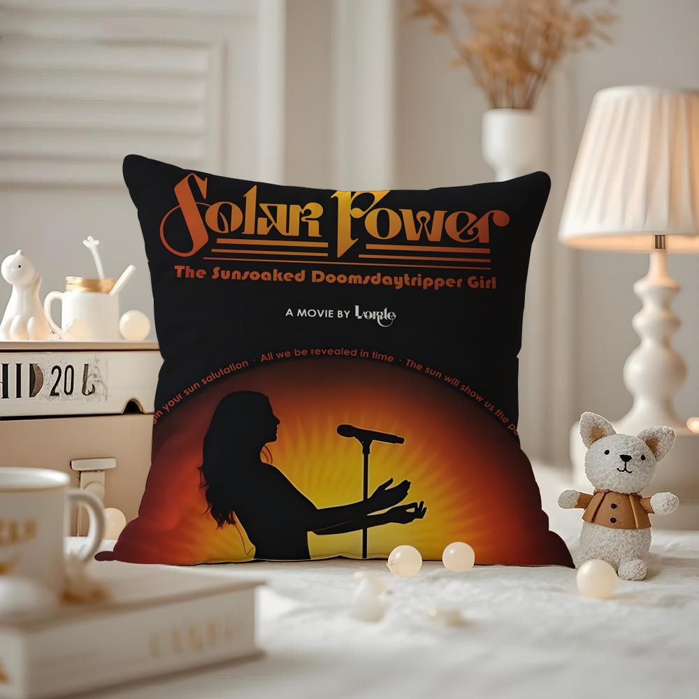 Lorde-Solar Power Cushion Cover Anti-dustmite Pillowcase Invisible Zipper Silky Short Plush Sofa Cushion Cover