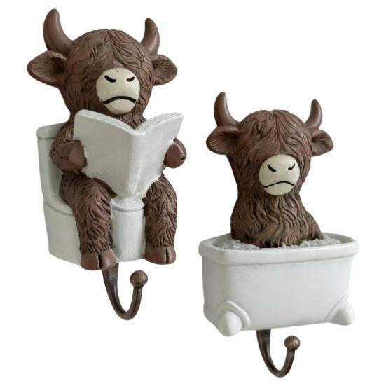 Highland Cattle Hook, Waterproof Resin Bathroom Wall Hook, Home Decorative Storage Hook, for Towels Keys Small Clothes