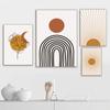 Boho Art Prints Abstract Poster Plant Line Drawing Wall Art Sun Moon Canvas Painting Burnt Orange Living Room Wall Decoration