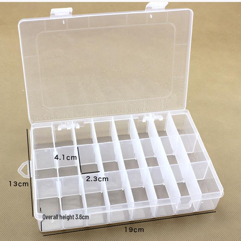 24-Grid Transparent Plastic Jewelry and Earring Storage Box for Accessories and Beading