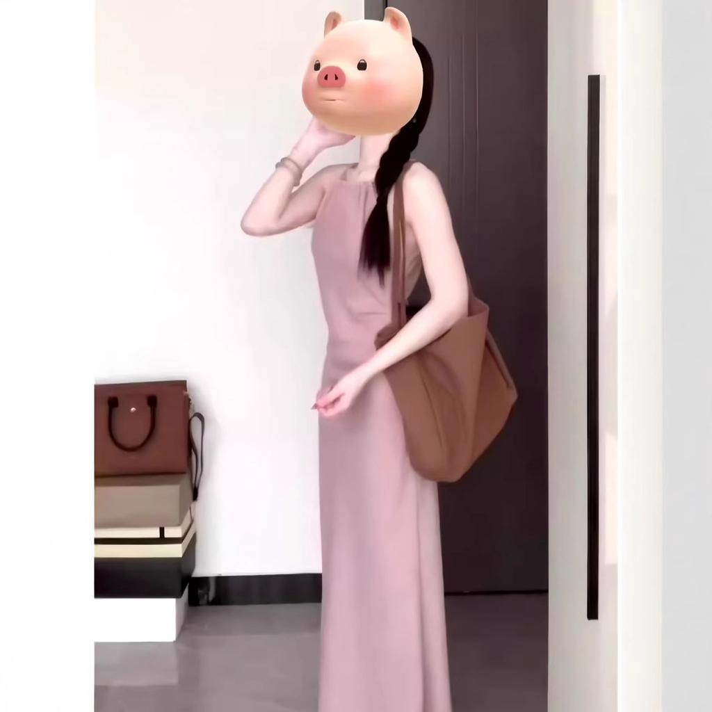 Beautiful Temperament, Light and Familiar Neck Sling Dress, Retro Niche Design, Advanced Sense, Summer Slim and Thin Dress