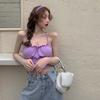 Summer Women's Sexy Vest Slim Fit Outside Wear Strap Wrap Chest Top Purple One Size Sling Tank Tops