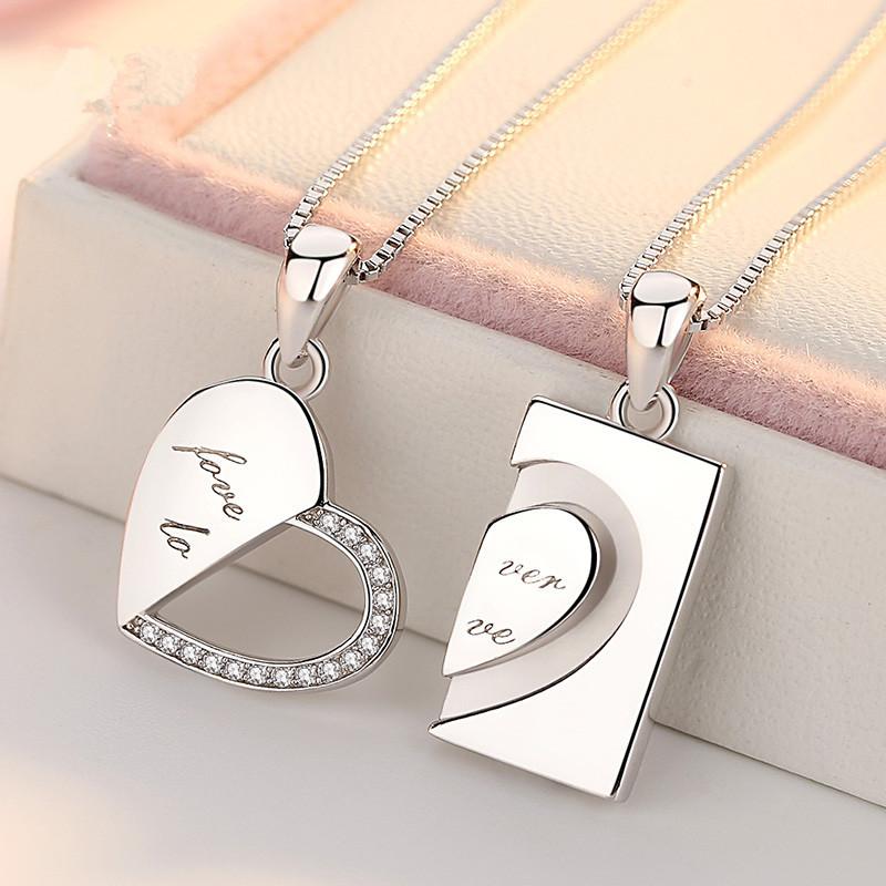 Fashion Love Couple Necklace Men and Women Heart Shaped English Letters Forever Love Tangled Chain Wedding Gift