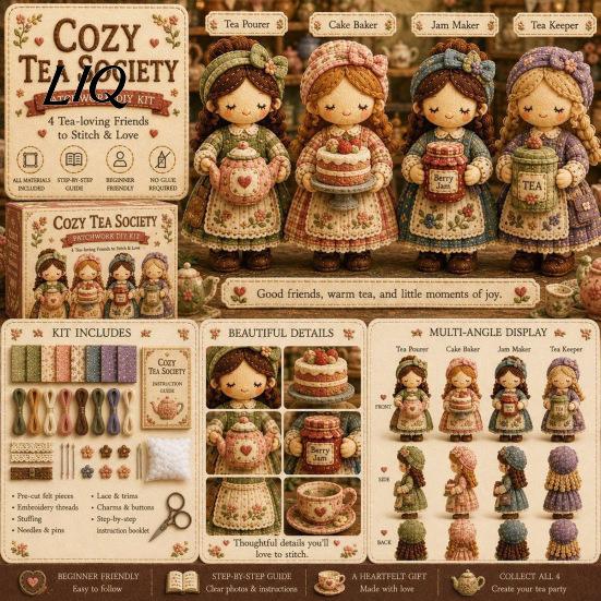 Patchwork Girl DIY Kit Kit, 3D Doll Sewing Craft Set with Pre-Cut Toy Making Fabric Thread Needles, Cute for Home Decor Handmade Gift Art