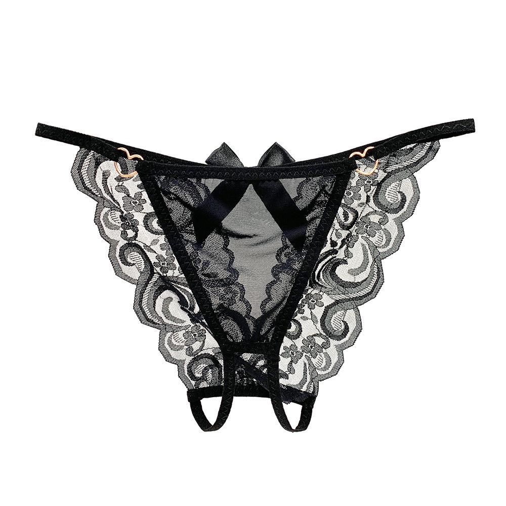 Pure Desire Bow Beautiful Buttocks Seduction Sexy Panties Women's Perspective Lace Bed Passion Tease Open Crotch Free Shorts