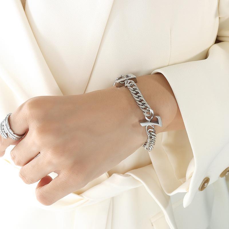 European-American Hip Hop Cuban Link Bracelet - 18K Gold-Plated Titanium Steel, Trendy Statement Jewelry