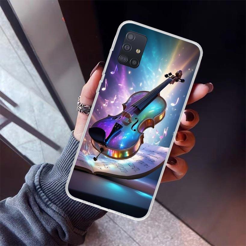 Music Violin Phone Case For Samsung Galaxy A52 A51 A50S A32 A22 A12 A02S A72 A71 A31 A70 A30S Note 20 Ultra 10 Plus S10 Galaxy A