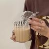 Dome Lid Glass Straw Cup Stripe Pattern Drinking Cup Fashion Milk Tea Cup  Coffee