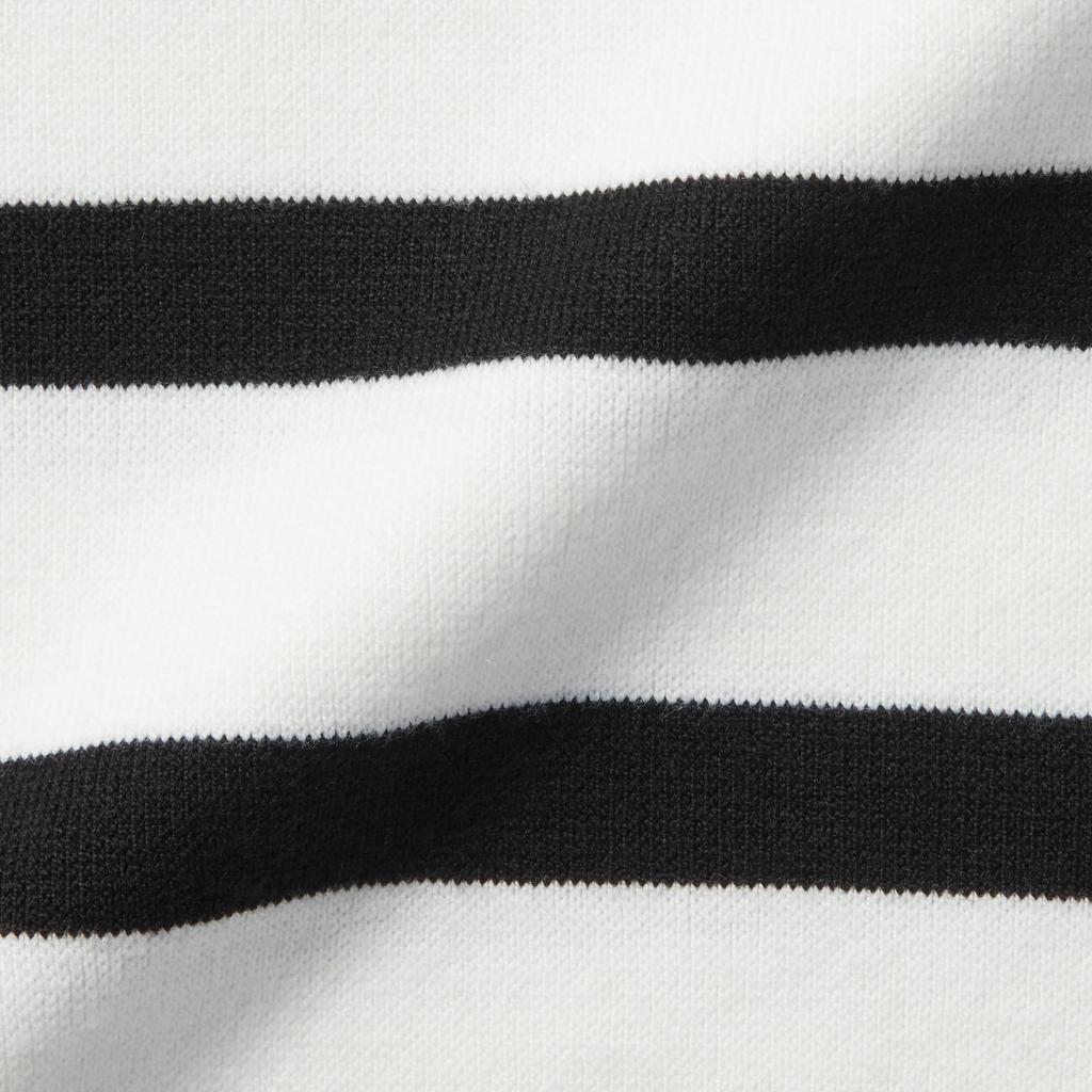 MUJI Washable Milan Rib Knit Skipper Polo White Size BA1OOA4S Women's Sweater, Striped, XS,
