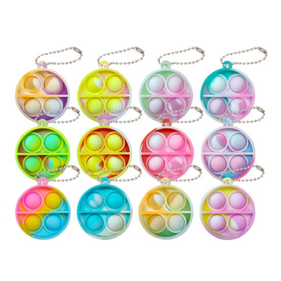 12 Pcs Fidget Toy Set Stress Relief Pop-up Bubble with Chain Mini Silicone Fidget Toys