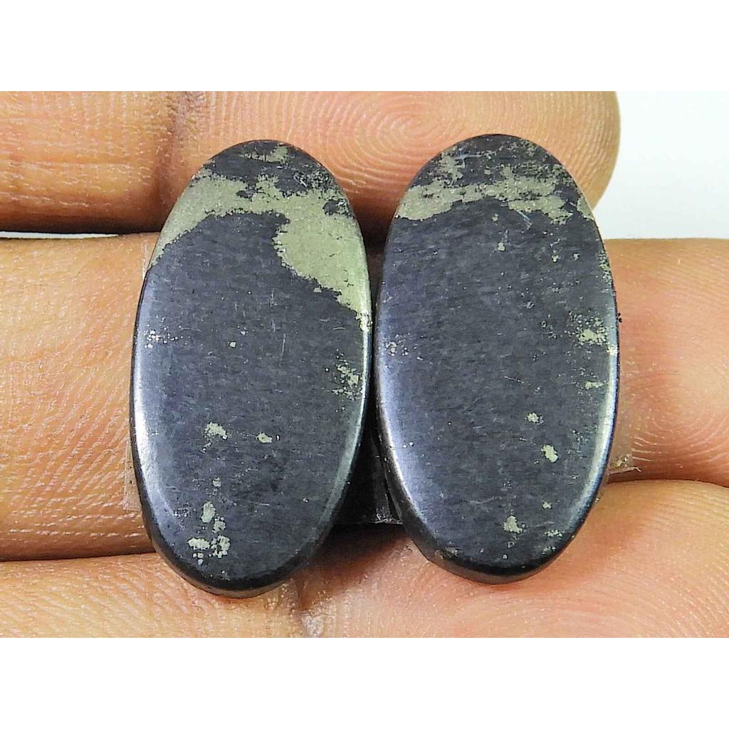 24Cts. Natural Appach Gold Pyrite Pair Oval Cabochon Loose Gemstone 11X23MM SK-2127