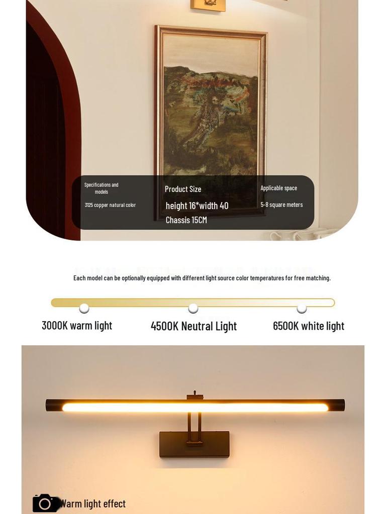 Foldable Telescopic LED Mirror Light for Bathroom Cabinet or Study 