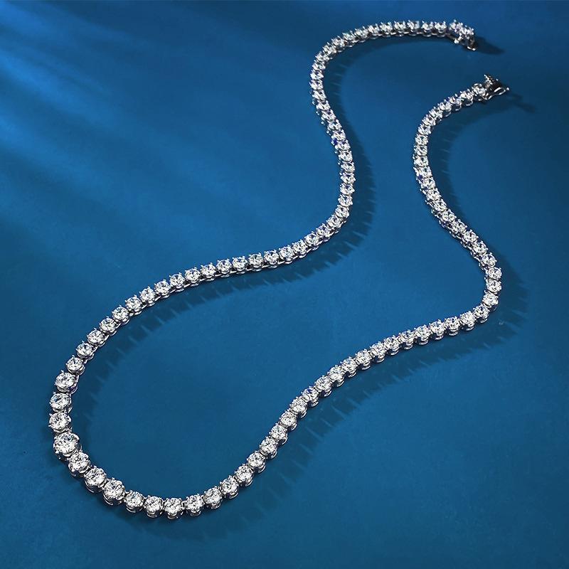 Xiancan S925 Silver European & American Fashion Choker with Water Drop and Round Pave Diamonds