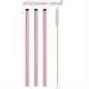 Pink Heart-Shaped Metal Straws Smooth Surface Eco-friendly 304 Stainless Steel Straws with Cleaning Brush Reusable Straws