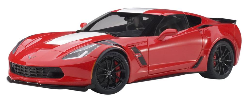 AUTOart Chevrolet Corvette C7 GranSport Stripe Black Hashmark 1/18 Red/White