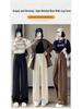 2026 Women's High Waist Velvet Wool Wide-Leg Pants - Floor Length, Slim Fit, Casual Spring Style