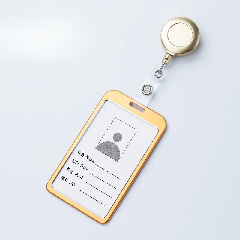 1pc Retractable Pull Badge Holders With Reel Clip Bus Credit Card Case Visit Door Identity Badge Cards Cover Credential Holder
