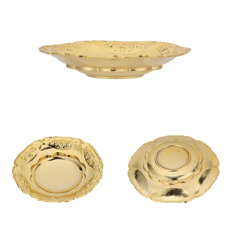 Golden Tray Jewelry Display Plate Kichen Food Fruit Round Stroage Organizers