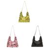 Street Style Womens Large Shoulder Bag With Glitter Sequins And Open Outer Pocket
