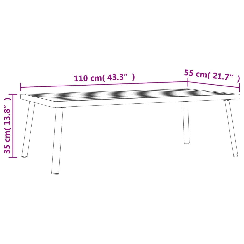 Garden Coffee Table Anthracite 110 x 55 x 35 cm Steel
