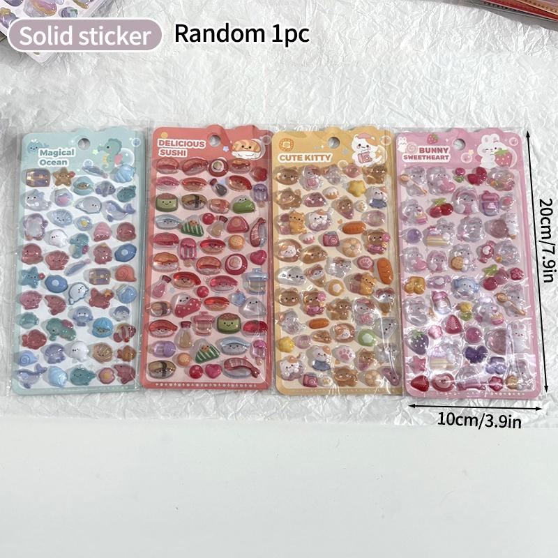 Cartoon Animal Relief Sticker Creative 3D Crystal Stickers For Journal Scrapbook Notebook Laptop Diy Phonecase Decal Pary Decor
