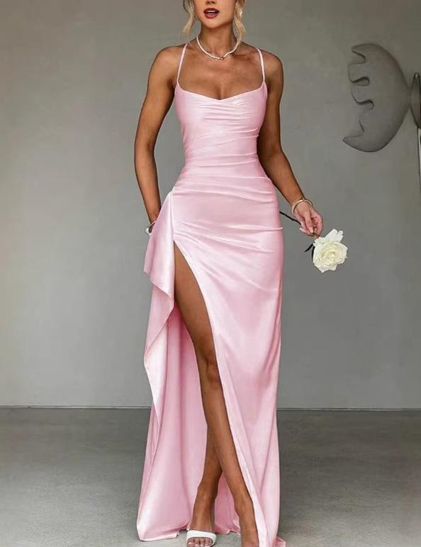 2026 Europäischer und Amerikanischer Sommer Neues Elegantes Promi-Stil Temperament Sexy Schlankes Langes Geschlitztes Kleid Langes Kleid