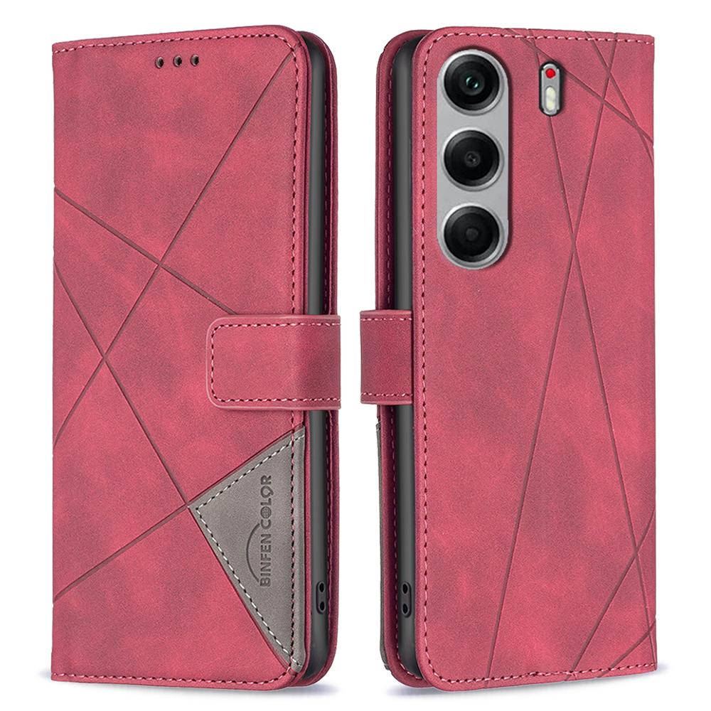 BINFEN COLOR For TECNO Camon 40 Pro 5G Phone Cases Wallet Stand Geometry Imprinted Leather Cover