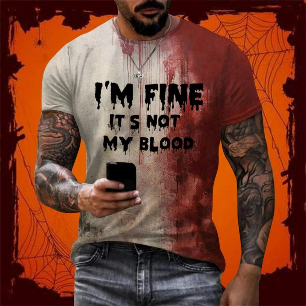 Funny Holiday Party T Shirt For Men Blood Design Graphic T Shirts Cosplay Bloody Female Tee Horror T-shirt