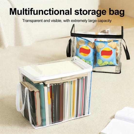 Clothes Storage Box, Durable Clear PVC Storage Bins, with Reinforced Handles Double Zipper Design, Large Capacity Moisture-Proof Organizer Bags