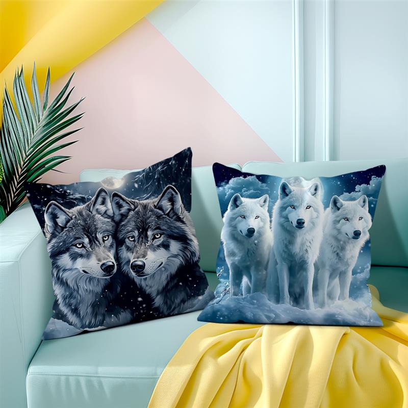 Short Plush Material Pillowcasethe Wolf King In Winter Pillowcase Print Throw Cushion Pillow Cover Printing Cushion Pillow Case