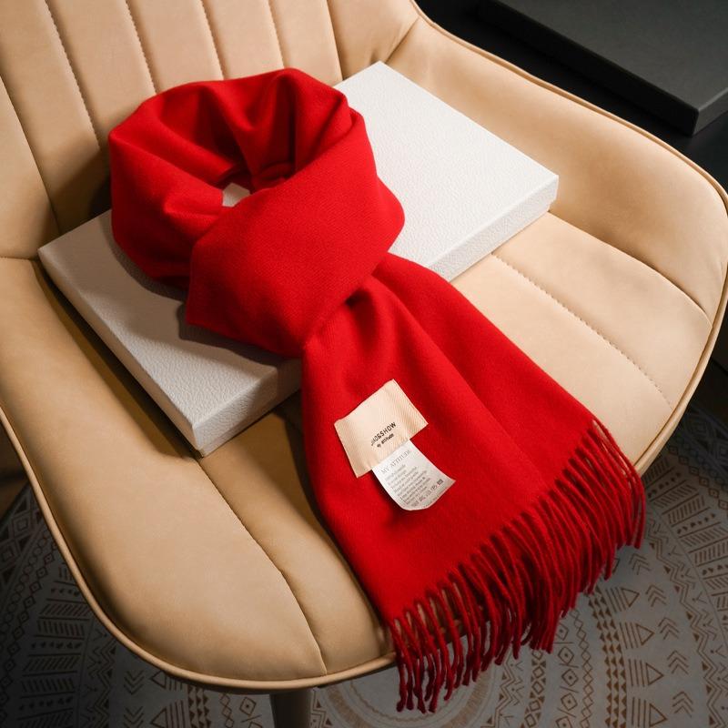 Imitation Cashmere Red Scarf Men's and Women's Winter Big Red Rabbit Shawl