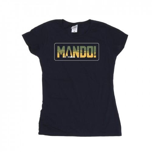 STAR WARS Womens/Ladies The Mandalorian Mando Cutout Cotton T-Shirt