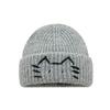 Wool Knit Beanies Embroidered Kitten Printing Knit Cap Cute Cat Knitted Hat  Apparel Accessories