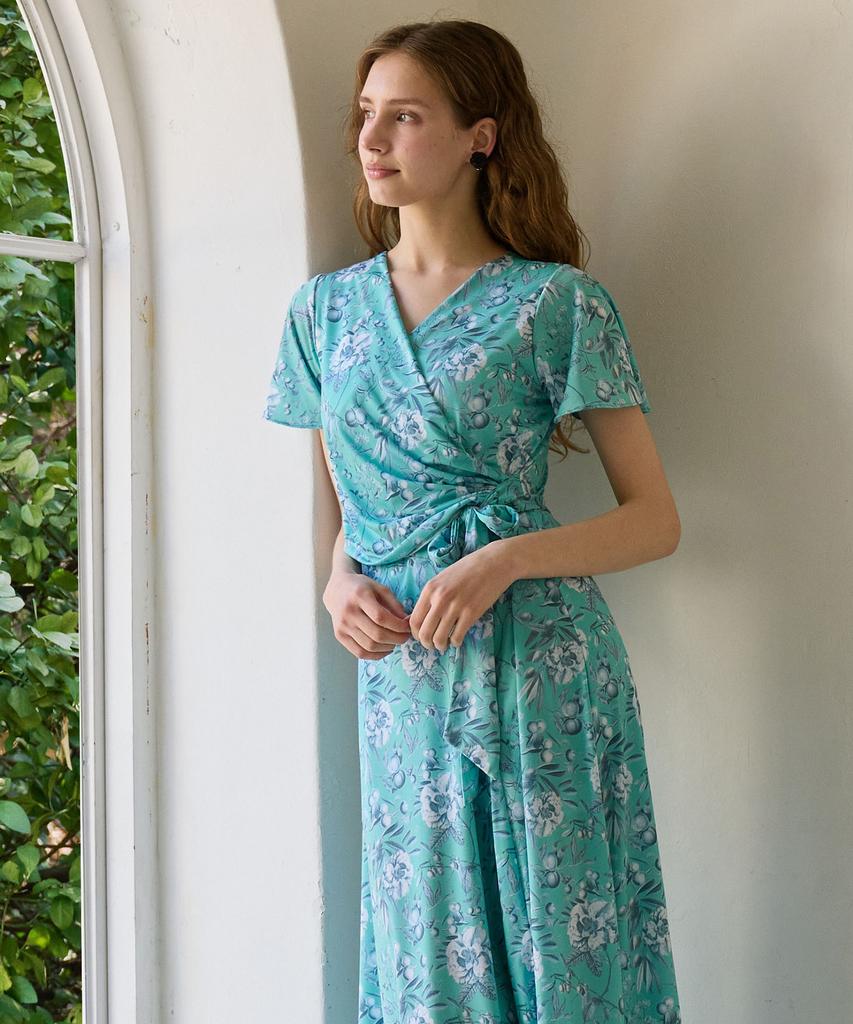 Bonide Mesh Cool Wrap Dress Flower Berry Mint