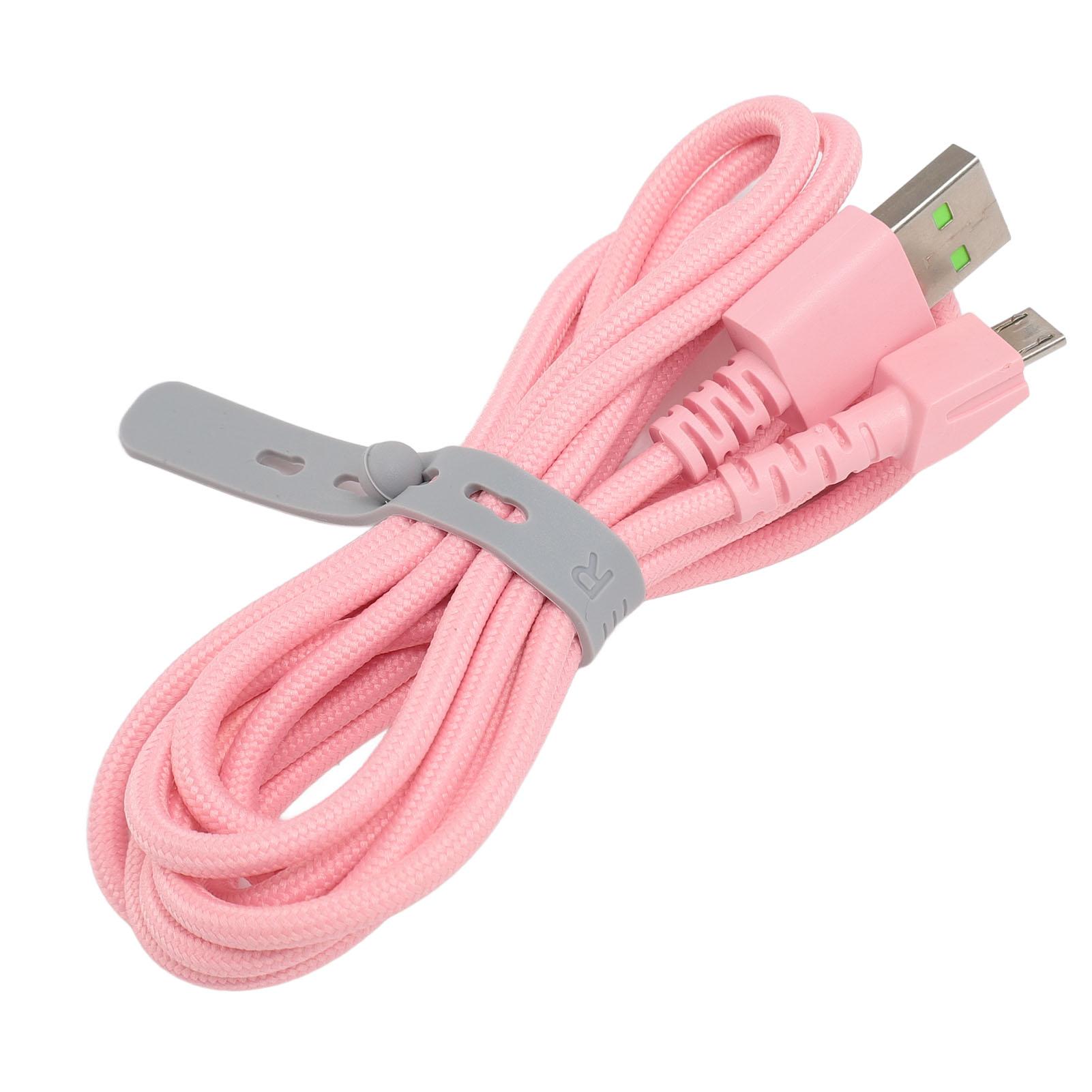 

Charging Cable for Naga Pro Mouse Micro USB 5.9ft Long Antiwear Nylon Metal Mouse Charger Cord for ярко-розовый