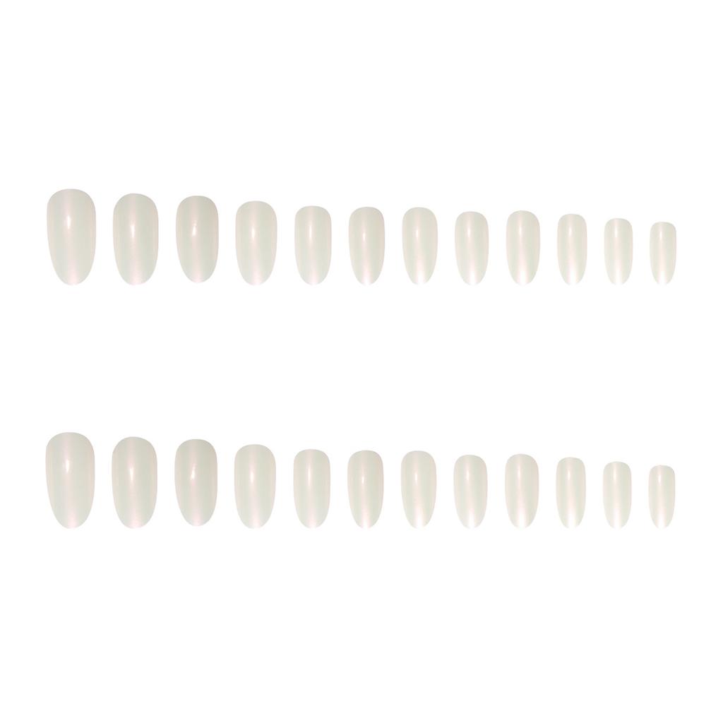 24pcs Minimalist Elegant Daily Aurora White Almond Shaped Fake Nails Nail Tips Set, Suitable For Girls And Ladies For Everyday Use Nail Supplies