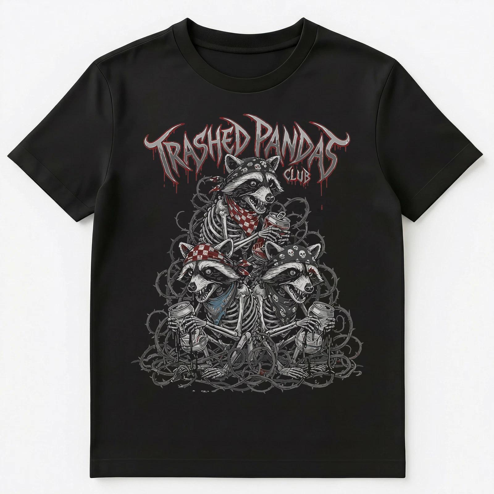 Trashed Panda Fan Drunk Raccoon Skeletons Animal Humor Unisex T-Shirt XL