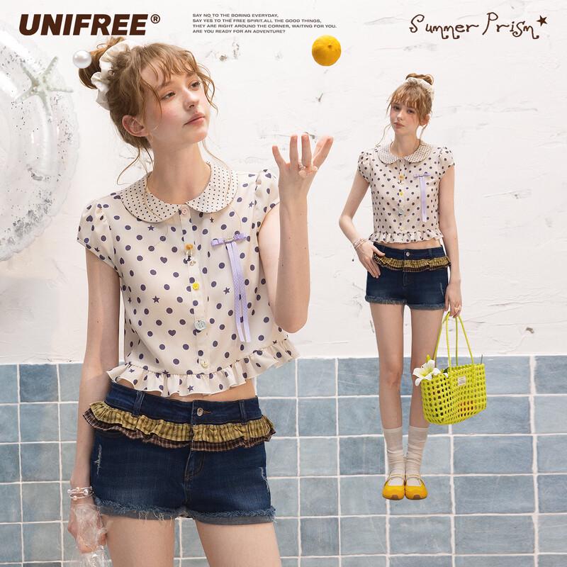 

Vintage Polka Dot Doll Collar Shirt L